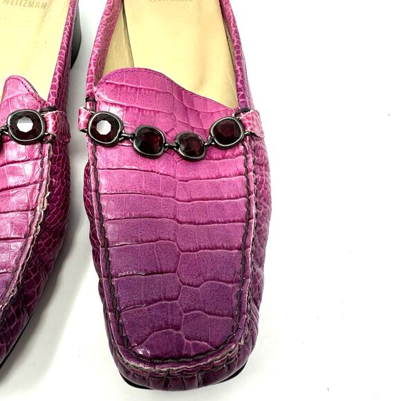 Stuart Weitzman Size 9 Clog Pink Open Back Loafer 1.5" Heel Rhinestone Business - Picture 5 of 11